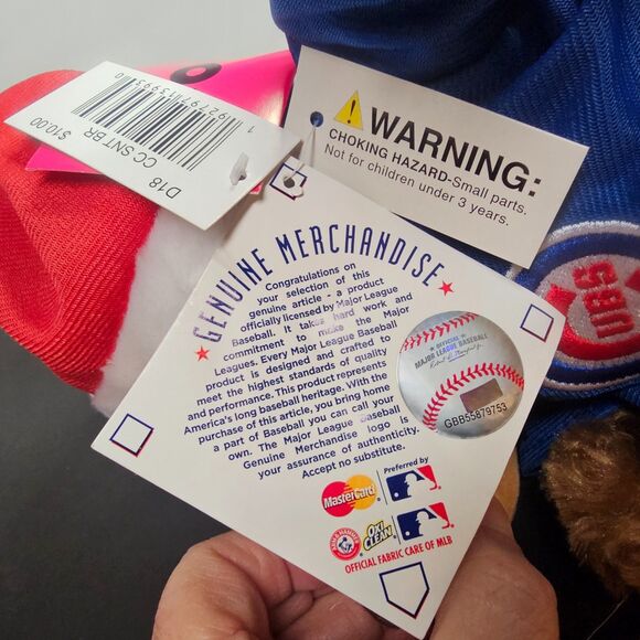 NWT Chicago Cubs Christmas Teddy Bear Official MLB 8.5" - Picture 4 of 4